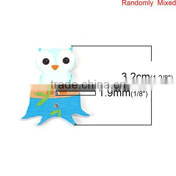 2 Holes Owl Animal At Random Owl Animal Button photo-2