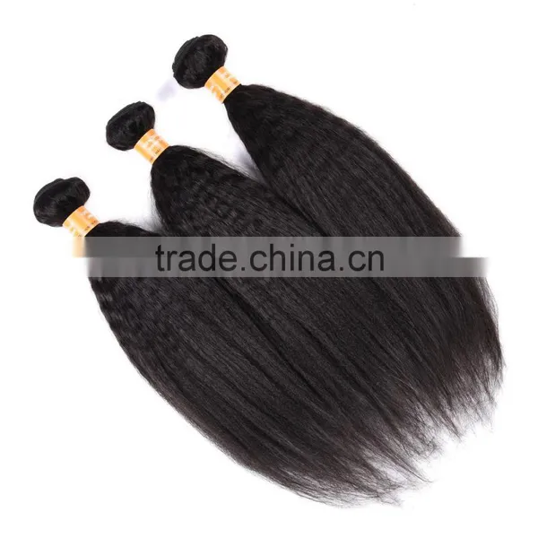 New Style Natural Colored Top Quality Indian Kinky Straight Yaki Hair Weave photo-2