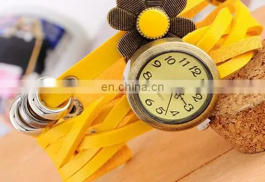 Colorful Retro Vintage Multilayer Faux Leather Strap Women Bracelet Quartz Wrist Watch Ladies Relogio Feminino Clock photo-3