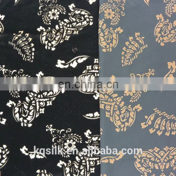 Printed Burnout Silk Rayon Velvet Fabric With Hollow Out Pattern