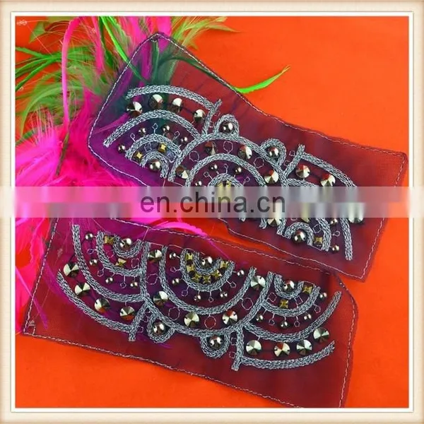 2016 Fashion beaded sleeve/Embroidery cuff for ladies apparel in gunmetal color