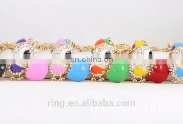 New Arrive Cartoon Cake Cute Rhinestones Small Chick Keychain/ photo-4