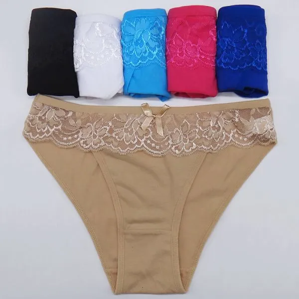 Yun Meng Ni Sexy Underwear Front Sexy Lace Waist Band Ladies Briefs Soft Cotton Women Panty photo-4