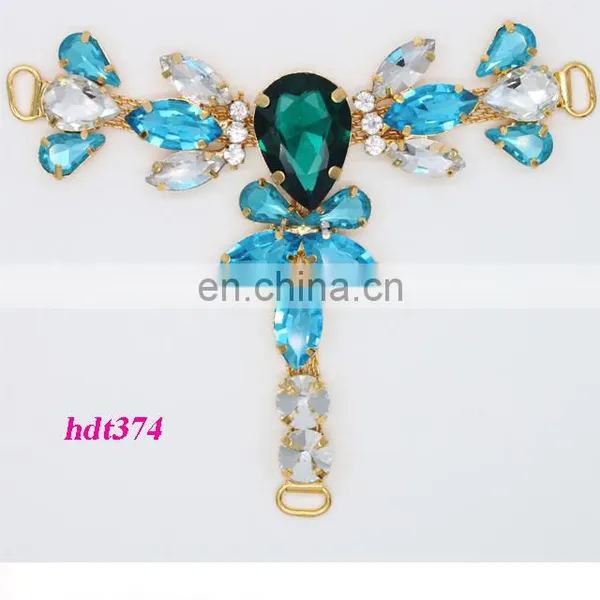 China Wholesale Fashion T Shape Colorful Rhinestone Crystals Sandal Shoes Ornaments photo-3