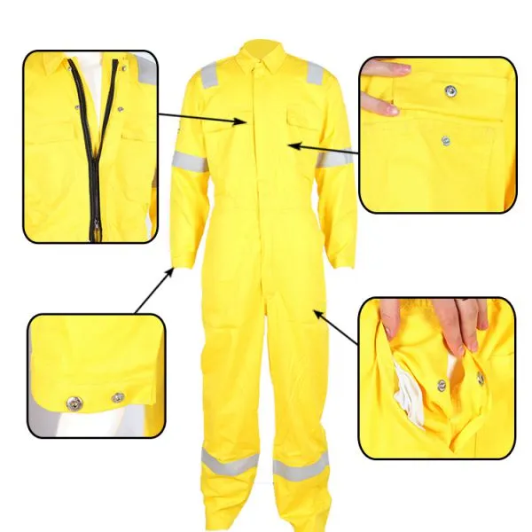 Men's 100% Cotton Flame Retardant Coverall With Reflective Strip photo-4