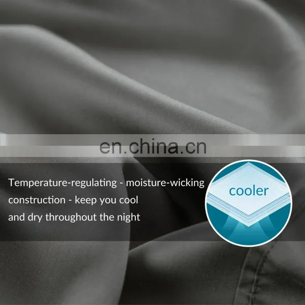 Eco-friendly Queen 400TC Water Resistant Bamboo Duvet Cover Set With Transparent Button photo-6