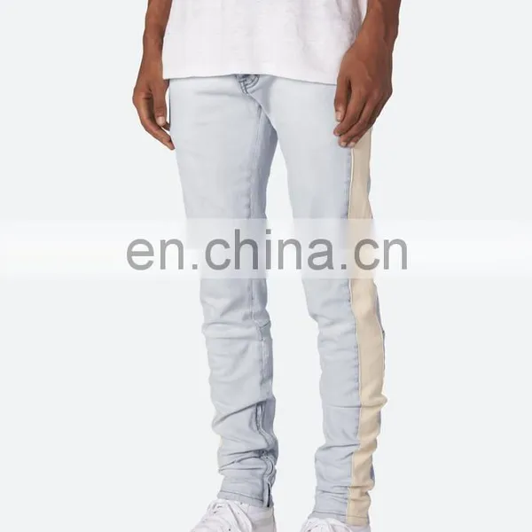 DiZNEW White Mens Wholesale Track Scratch Denim Jeans Pants For Men photo-4