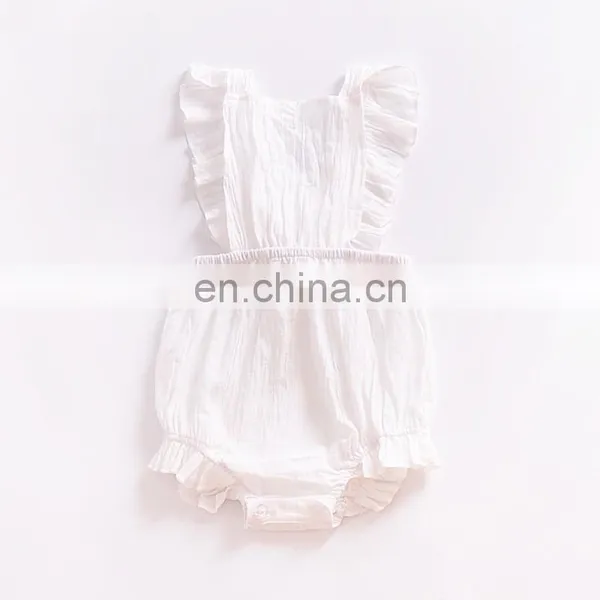 Lovely Romper Sleeveless Summer Linen Ruffle Baby Romper photo-2