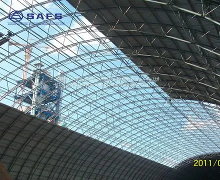 Large Span Design Space Frame Steel Structural Arch Roof Design Coal Storage Shed photo-3