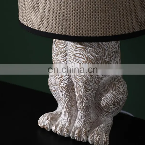 Unique Indoor Lighting Rabbit Animal Resin Base Cheap Modern Grey Table Lamps for Bedroom photo-3