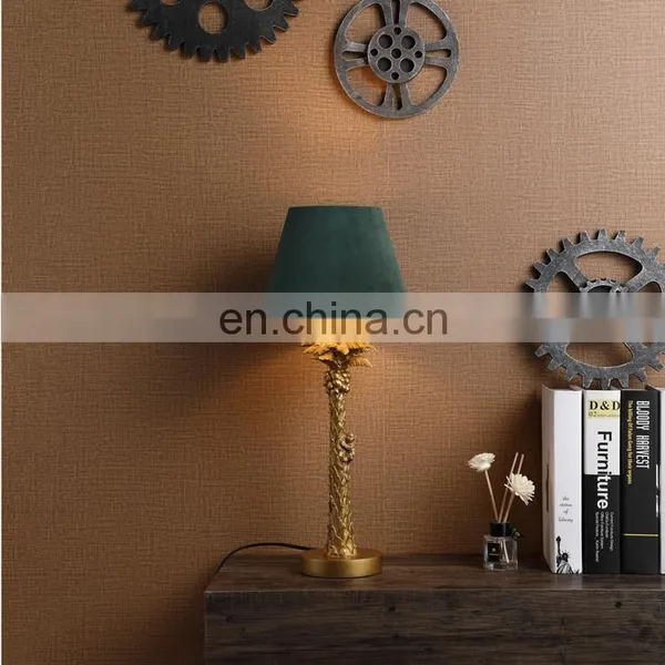 New Design Indoor Lighting Vintage Nightstand Desk Lamps With Green Velvet Lampshade photo-7