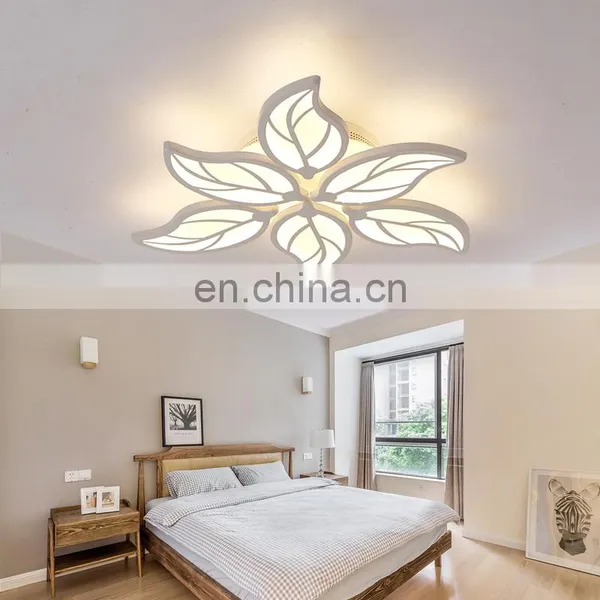 White Body Creative Leaves Ceiling Chandeliers Lamp for Bedroom Living Room Modern LED Ceiling Chandeliers photo-4
