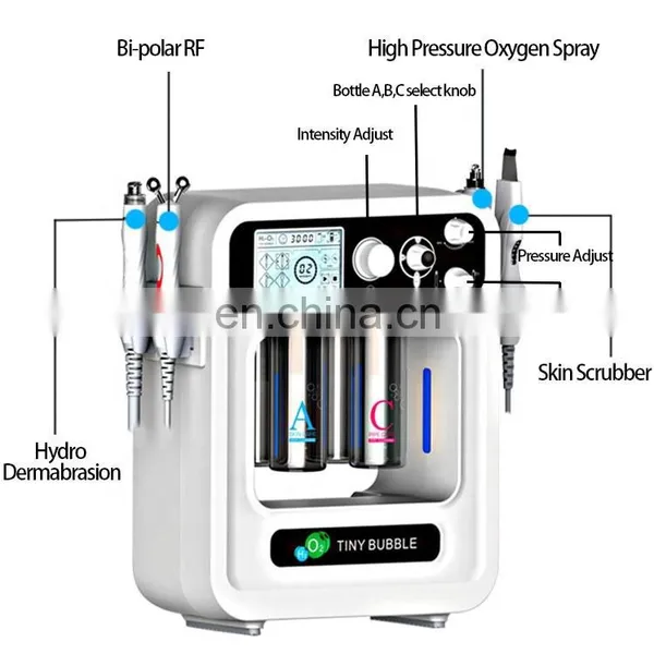 2019 Newest Portable 4 in 1 Hydra Dermabrasion BIO Oxygen Spray Ultrasonic Microdermabrasion Facial Machine photo-3