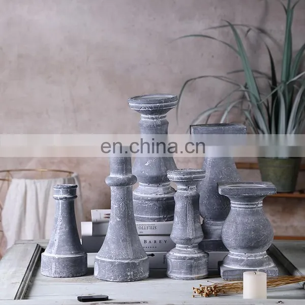 China Wholesale Vintage Custom Cement Candlestick Cheap Home Decor Church Pillar Tall Candle Holder in Bulk photo-5