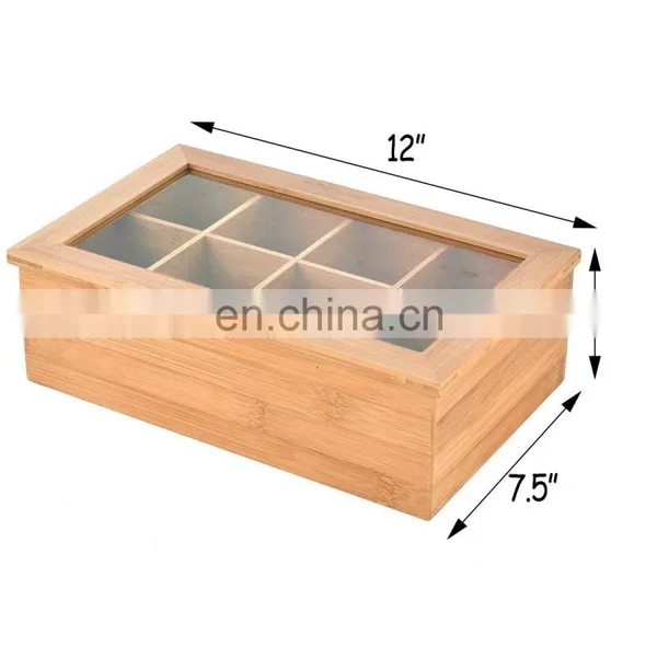 Custom Print Unfinished Bamboo Wooden Tea Packaging With Glass Top photo-2