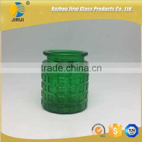 Green Painted Round Glass Candle Jar photo-3