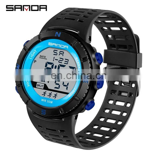 SANDA 286 High Quality Led Display Boys Wristwatch Luminous Chronograph Waterproof Sport Watch Digital Men photo-3