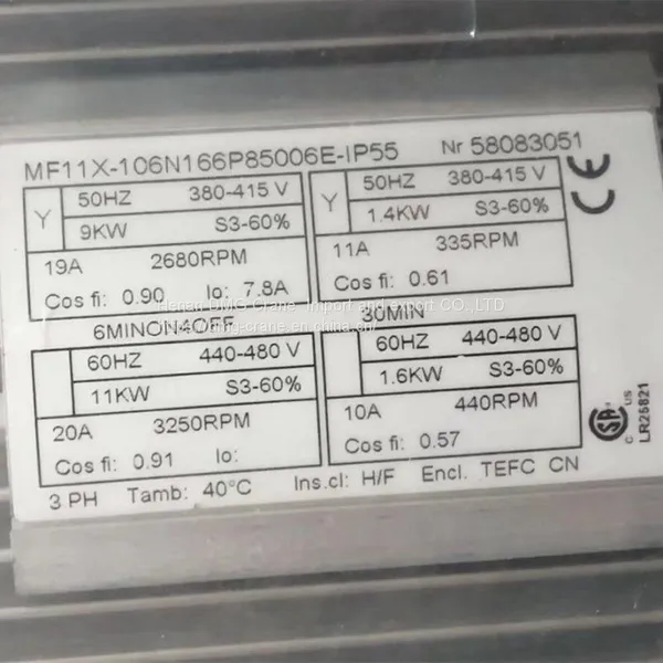 R&M Konecranes Лифтный электродвигатель MF11X-106N166P85006E-IP55