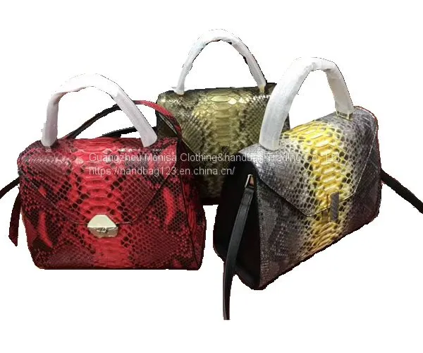 New Imported Python Leather 26cm Portable One-Shoulder Messenger Bag Fashion Trend Casual All-Match High-End