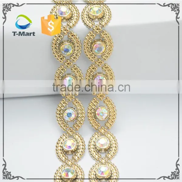 Golden Base With Multi Colors Rhinestone Trimming With Wholesale Price for Lady Shoes photo-3