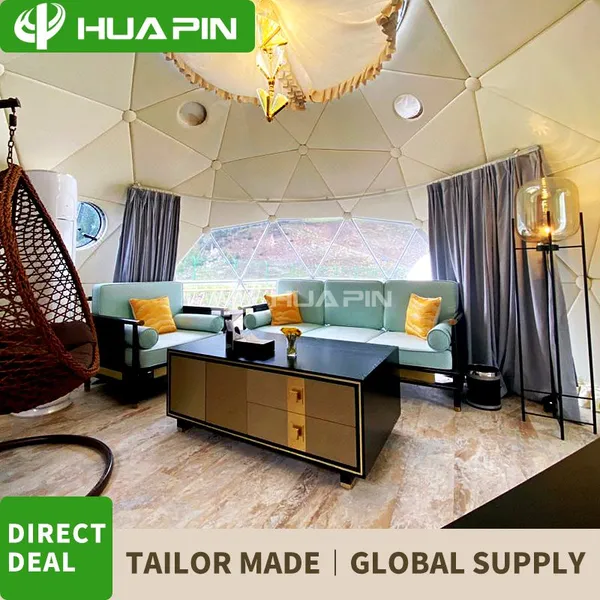 One Bedroom, One Living Room, One Bathroom Hotel Homestay Tent 6-meter+6-meter+3-meter Connected Spherical Starry Sky Tent Interior Soft Decoration photo-5
