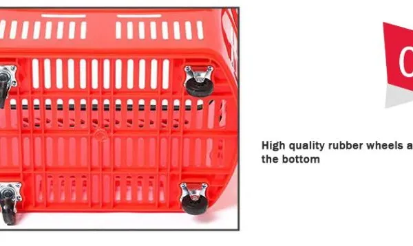 Plastic Supermarket Shopping Basket With Telescopic Handle With Wheels Plastic Crate photo-2