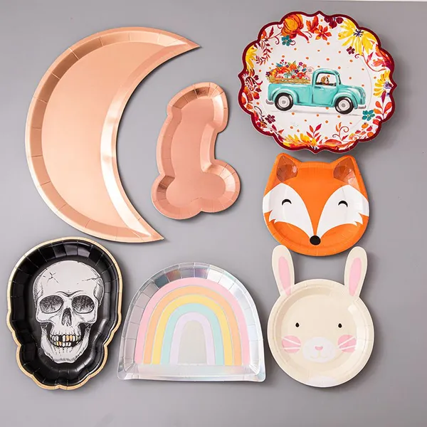 Ningbo PartyKing Merry Christmas Party Tablewares Cute Cartoon Emoji Disposable Paper Dessert Dinner Plates