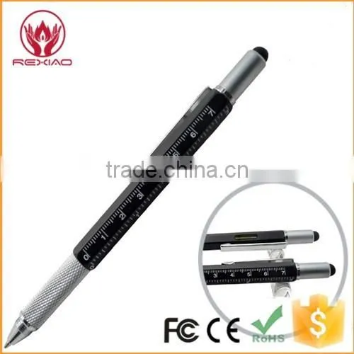 Super 6 in 1 Tech Tool Pen With Ruler, Levelgauge, Ballpoint Pen, Stylus and 2 Screw Driver, Multifunction Tool Fit for Mens Gif