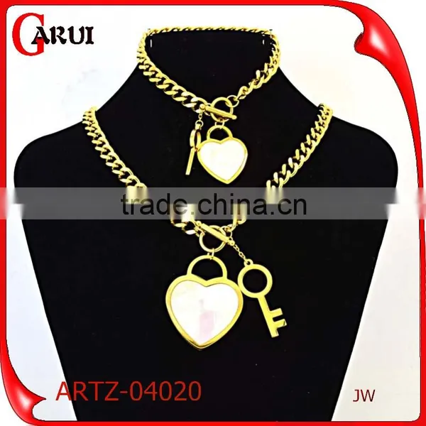 Fashion Jewelry Chain Necklace Key & Heart Pendant Bridal Jewelry Set Supplier's Choice photo-2