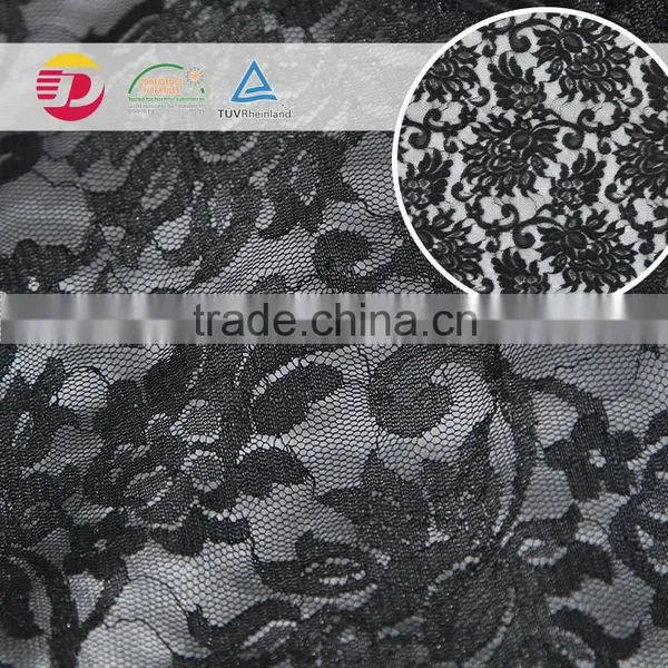 Wholesale Cheap Sexy Black 100 Poly Voile Lace Embroidered Fabric photo-5