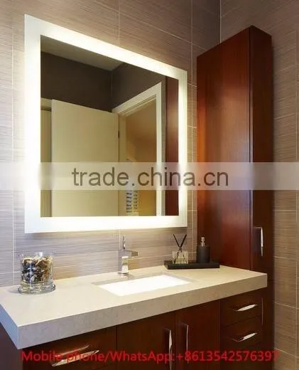 Wall Mount LED Lighted Frameless Bathroom Mirror With Clock Quality Choice photo-2