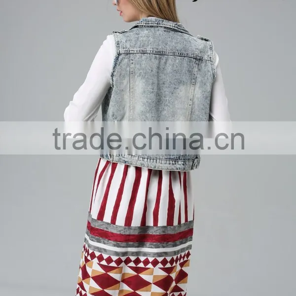 New Arrival Women Sleeveless Denim Jacket Denim Vest Wholesale photo-6