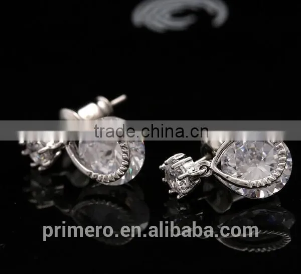 18K White Gold Filled Hot Cubic Zircon Women Earrings Dangler Bali Jewelry photo-4