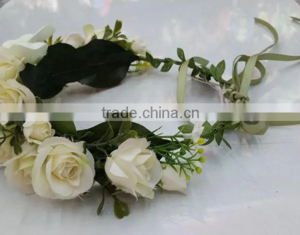HL016 New Fashion Artificial Flowers Handmade Foam Head Wreath for Wedding Garland Bridal Headdress photo-4