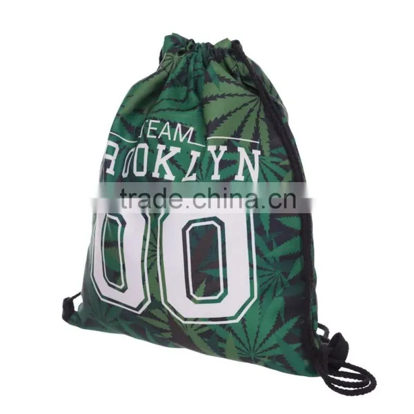 China Supplier 3D Full Print Team Weed Calico Gym Sack Drawstring Bag photo-2