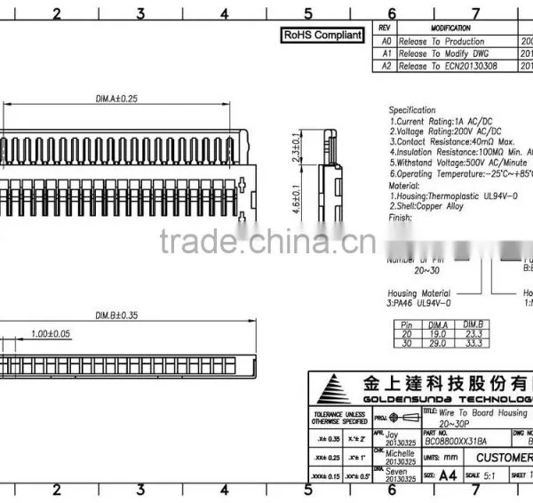 1mm Pitch Electrical Plastic 20 Pin Connector Housing photo-4