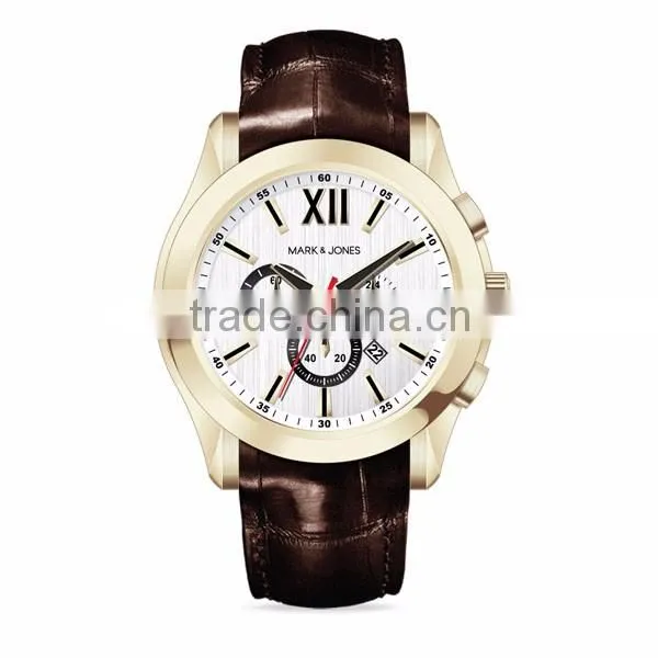 OS20 Movement Quartz Large 45mm Brown Leather Gold Watch Brands Men