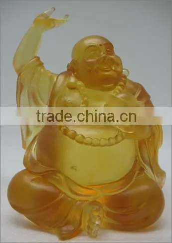 Gold Ingot Buddha Buddhism Lobby Decoration Colored Glaze Liuli photo-3