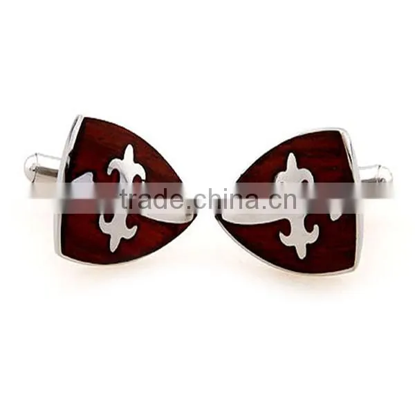 Special Rose Wood Cufflinks With Crystal