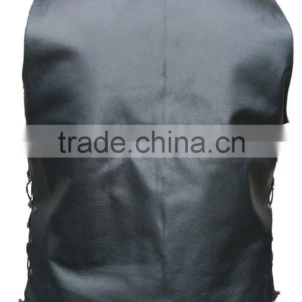 NEW MENS LEATHER WAIST COAT MOTORCYCLE CARGO POCKET VEST photo-2