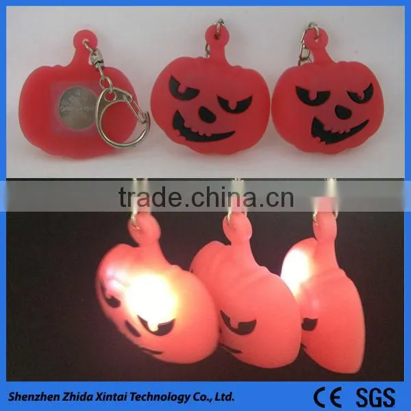 Embossed Cute Pumpkin Shape Silicone Led Light Keychain photo-4