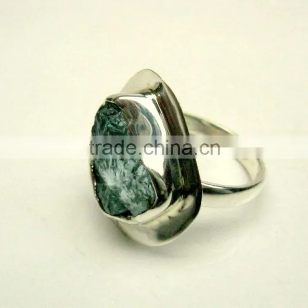 Aquamarine Raw Natural Gemstones Fashion Ring, 925 Solid Sterling Silver Adjustable Rings, Brazilian Aquamarine Rough Gemstones photo-2