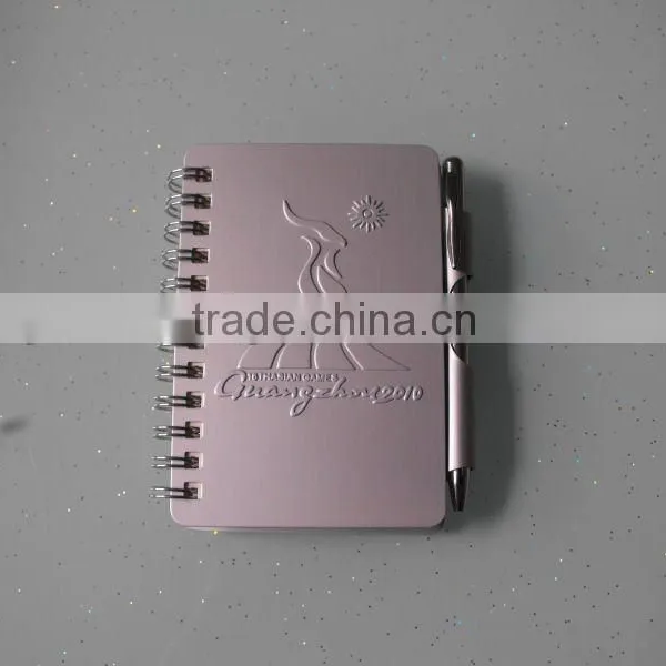 Small Metal Spiral Notepads With Metal Pen