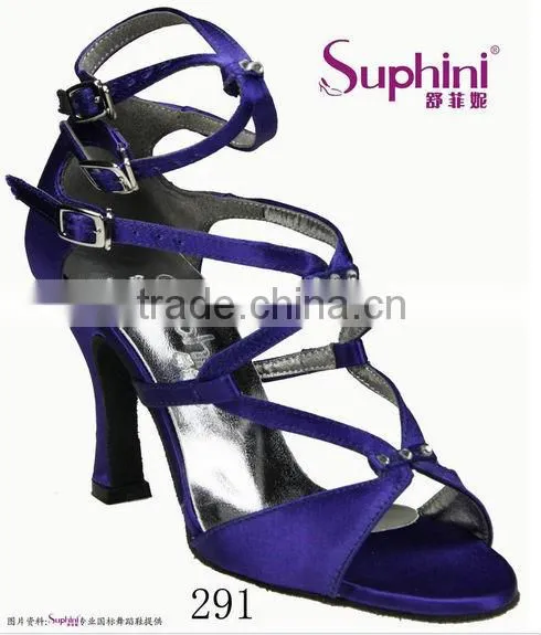 Blue Leather Latin Shoes ,woman Dance Sandal Shoes photo-3