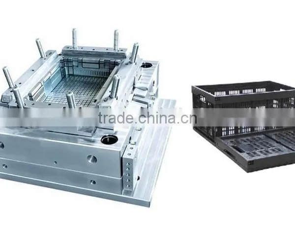 Taizhou New Plastic Injection Folding Close Crate With Lid Mould,Plastic Foldable Container Mould photo-2