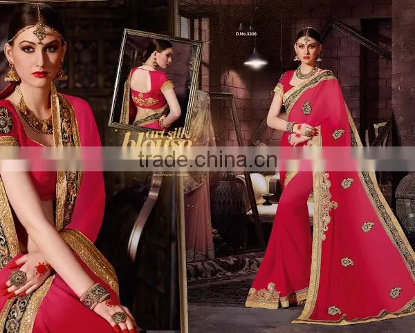 Blue Georgette On Net Designer Lehenga Saree photo-3