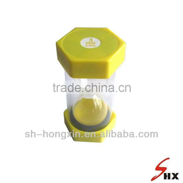 Attractive Plastic and Glass Sand Timer/hourglass 3 Minutes