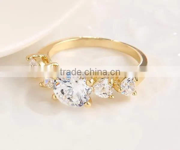 Hot Sale 18K Real Gold Plated Ring Fashion New Crystal Rings Wedding photo-2