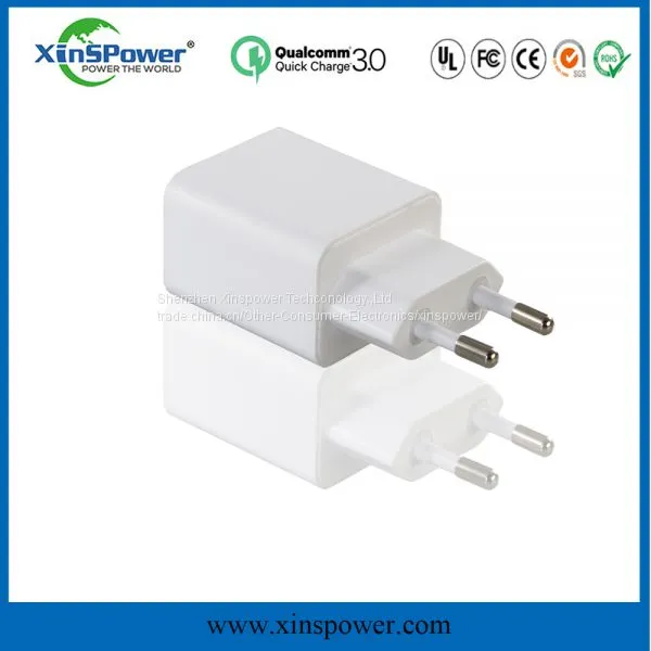 Hot Sale QC3.0 EU Plug Wall USB Charger for Phone