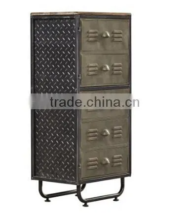 Industrial Metal Frame Wood Top Bookcase With Fluted Doors photo-2